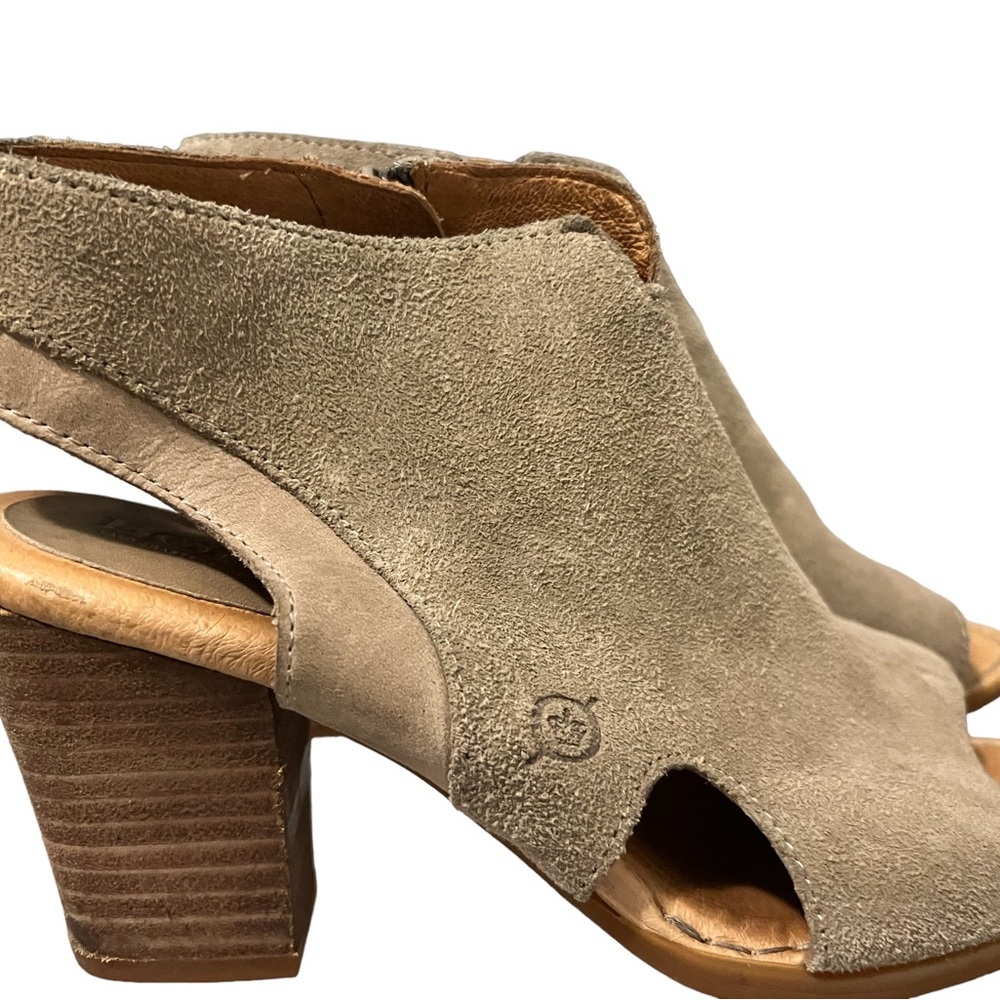 Born Beige Suede Leather Open Toe Bootie Cutout Zipper Sandals Size 8